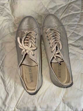 Falls Creek Women's Shimmery Champagne Lace-Up Sneakers